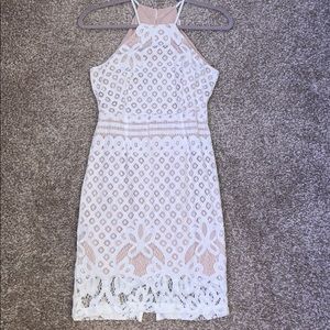 Lulus white open back lace dress
